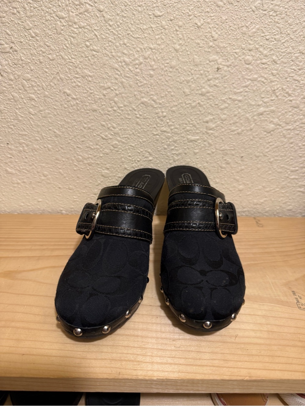 Coach Black Studded Buckle Clog Mules - Picture 3 of 5